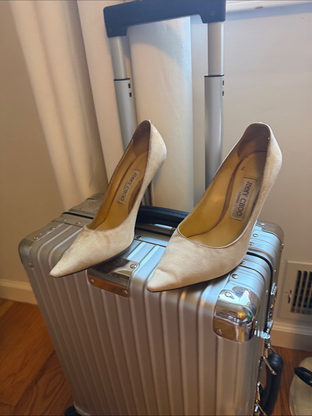 Jimmy Choo Ivory Pointed-Toe Leather Pumps